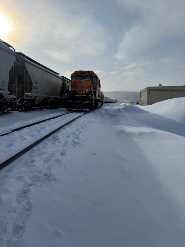 Torq locomotive on the first train at Taylor terminal